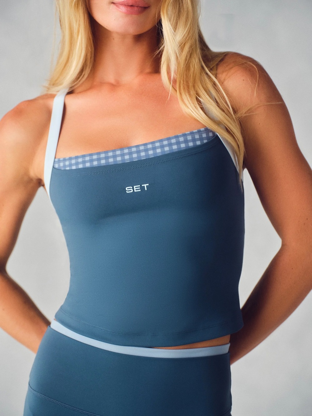 Set Active Luxform Lux Gingham Studio Tank & Control Shorts Set - Picture 3 of 4
